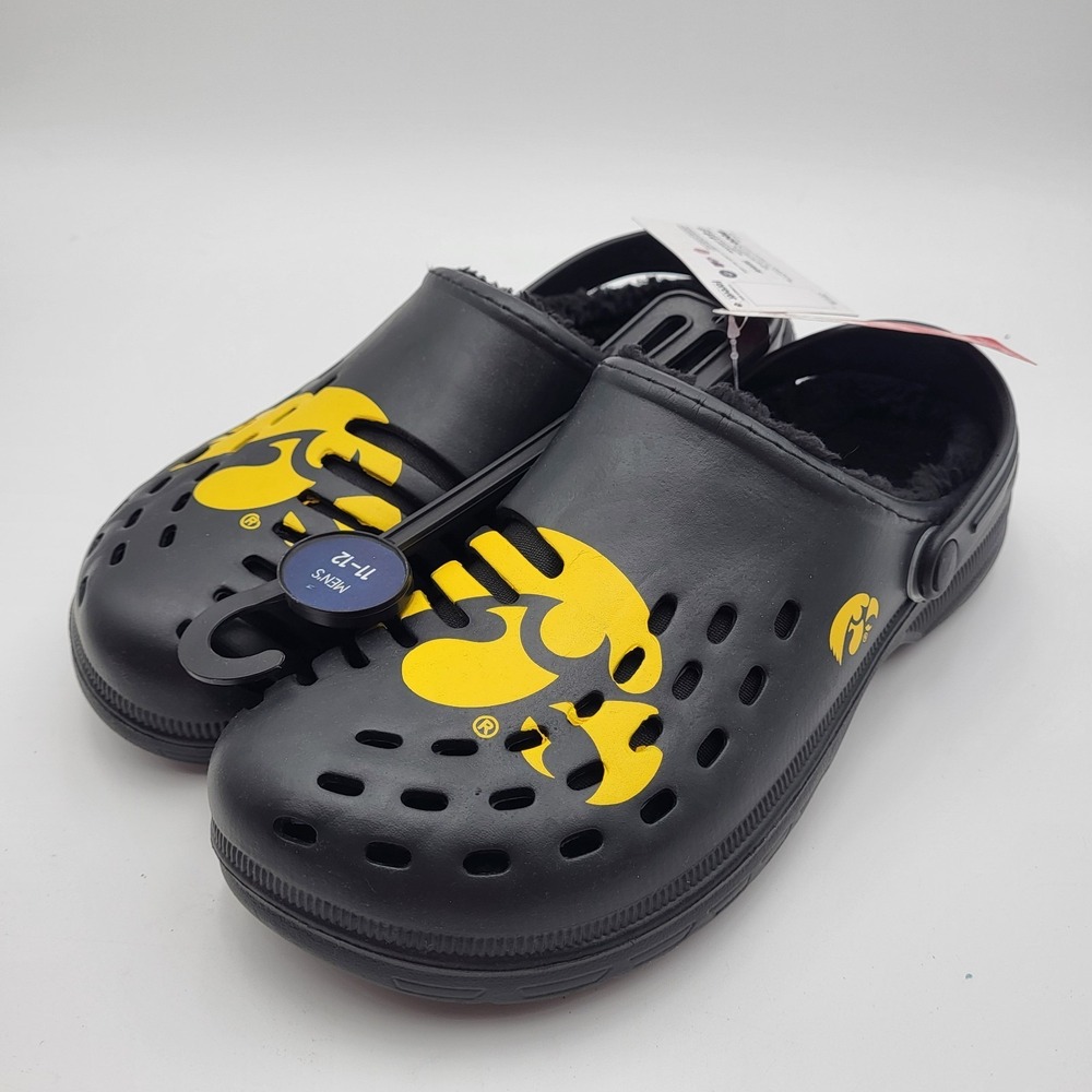 Iowa Hawkeyes Sherpa Lined Clogs with Strap FOCO Mens‎ Large 11-12 Black
